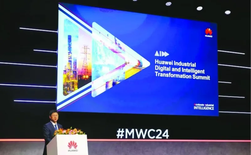 Li Peng during his address at the MWC in Barcelona