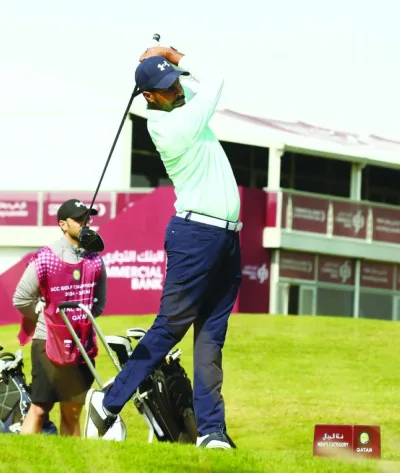 Qatar’s Ali Abdullah al-Shahrani in action during the opening day of GCC Golf Championship at Doha Golf Club on Thursday.
