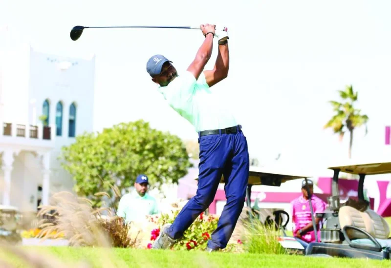 Qatar’s Saleh al-Kaabi in action during the opening day of GCC Golf Championship at Doha Golf Club on Thursday.