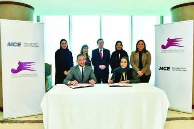 The agreement was signed by QBWA board member Amal al-Aathem and MCE Regional Key Account manager Joseph Assaf in the presence of Belgian ambassador William Asselborn and MCE head of Corporate Agreement ME Sobeie Isa.