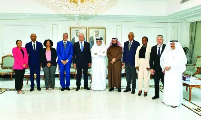 Qatar Chamber officials receiving a delegation from Republic of Cabo Verde during a meeting in Doha on Monday.