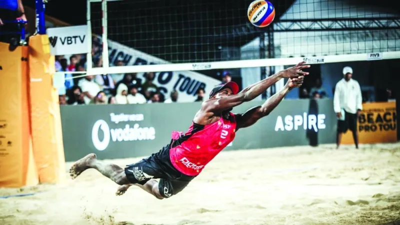 
Qatar’s Ahmed Tijan in action during the Volleyball World Beach Pro Tour Finals in Doha last December. 