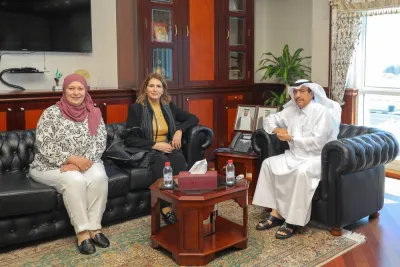 Qatar Chamber acting general manager Ali Saeed bu Sherbak al-Mansouri during a meeting on Tuesday with Tunisia’s Agricultural Promotion Investments Agency director general Inji Doggui Hanini.