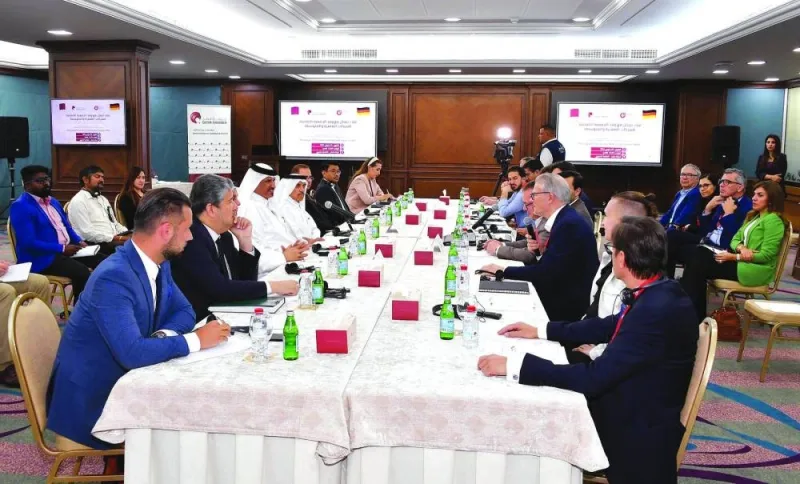 Officials of Qatar Chamber and the German Mittelstand during a meeting held in Doha on Wednesday.
