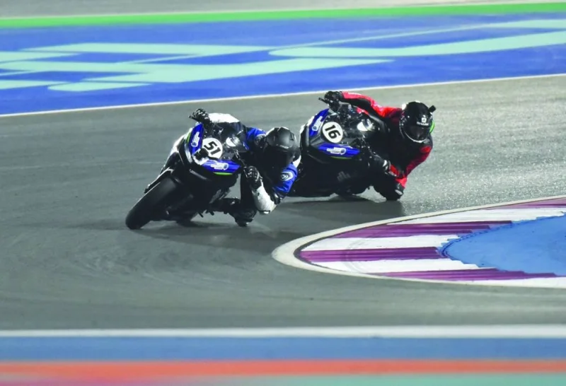 Action from the Qatar Superstock 600 race at the Lusail International Circuit on Saturday.