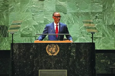FILE PHOTO: Paul Kagame, President of Rwanda, addresses the 78th United Nations General Assembly at U.N. headquarters in New York, U.S., September 20, 2023. REUTERS/Caitlin Ochs/File Photo