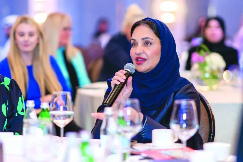 Sheikha Dr Aisha bint Faleh al-Thani speaking at the event.