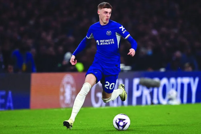
Chelsea’s English midfielder Cole Palmer in action during the English Premier League match against Newcastle United at Stamford Bridge in London. (AFP) 