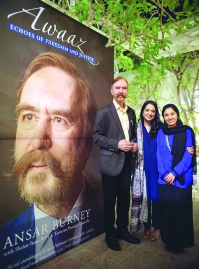 EPIC JOURNEY: Ansar Burney, left, with co-authors Shehar Bano Rizvi, centre, and Tasneem Premjee Chamdia at the launch of &#039;Awaaz: Echoes of Freedom and Justice&#039; in Karachi recently.