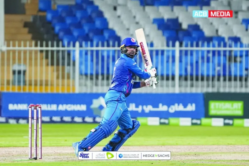 Mohamed Nabi of Afghanistan during his knock of 59 against Ireland in Sharjah yesterday. (@ACBofficials)
