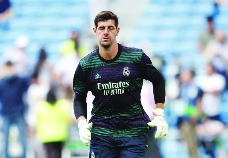 Real Madrid&#039;s Thibaut Courtois during the warm up before the match. (Reuters)