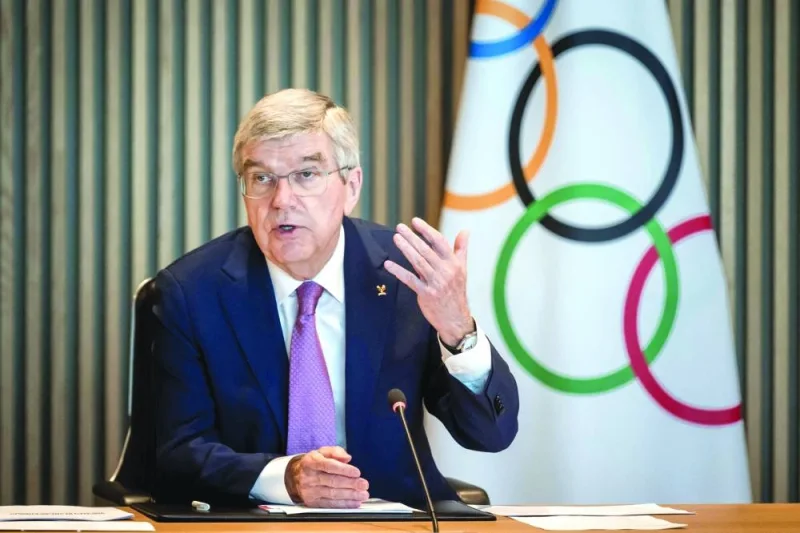 International Olympic Committee (IOC) President Thomas Bach speaks during an executive board meeting in Lausanne on Tuesday. (AFP)