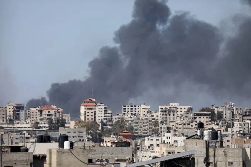 Smoke rises during an Israeli raid at Al-Shifa hospital and the area around it in Gaza City, Wednesday. REUTERS