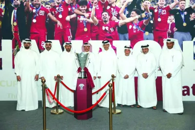 
Qatar Football Association President Jassim bin Rashid al-Bueinain with members of the executive committee. 