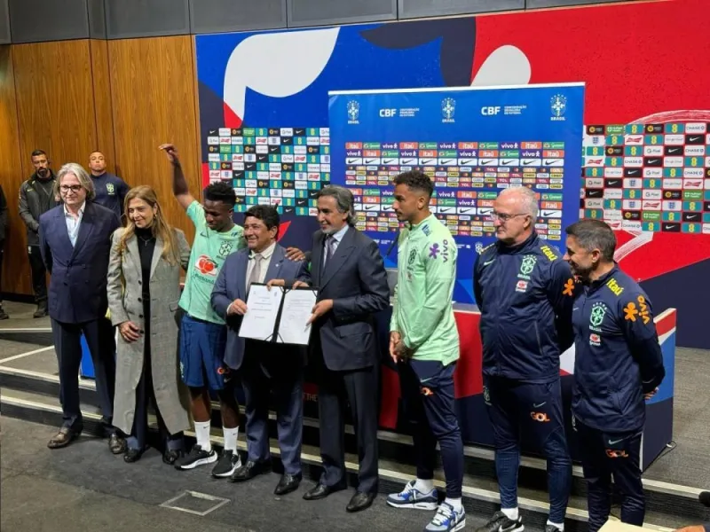 The signing of the agreement took place at Wembley Stadium in London, the day before a football match between the national football teams of Brazil and England.