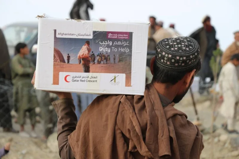 QRCS food parcel distribution in Afghanistan.