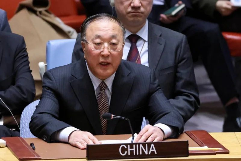 China&#039;s Representative to the United Nations Zhang Jun addresses the Security Council on the day of a vote on a Gaza resolution that demands an immediate ceasefire for the month of Ramadan leading to a permanent sustainable ceasefire, and the immediate and unconditional release of all hostages, at UN headquarters in New York City, on Monday. REUTERS