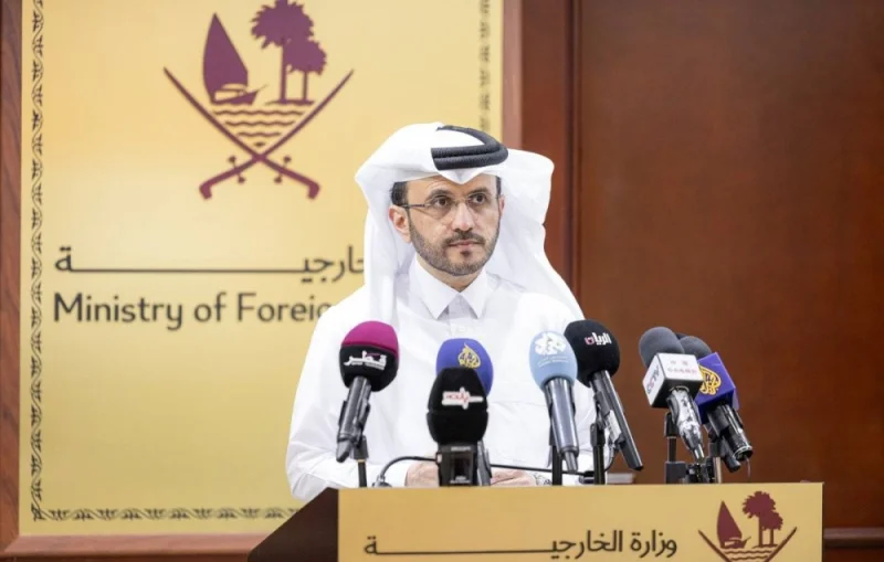 The Official Spokesperson for the Ministry of Foreign Affairs Dr. Majed bin Mohammed Al Ansari during the media briefing Tuesday.  