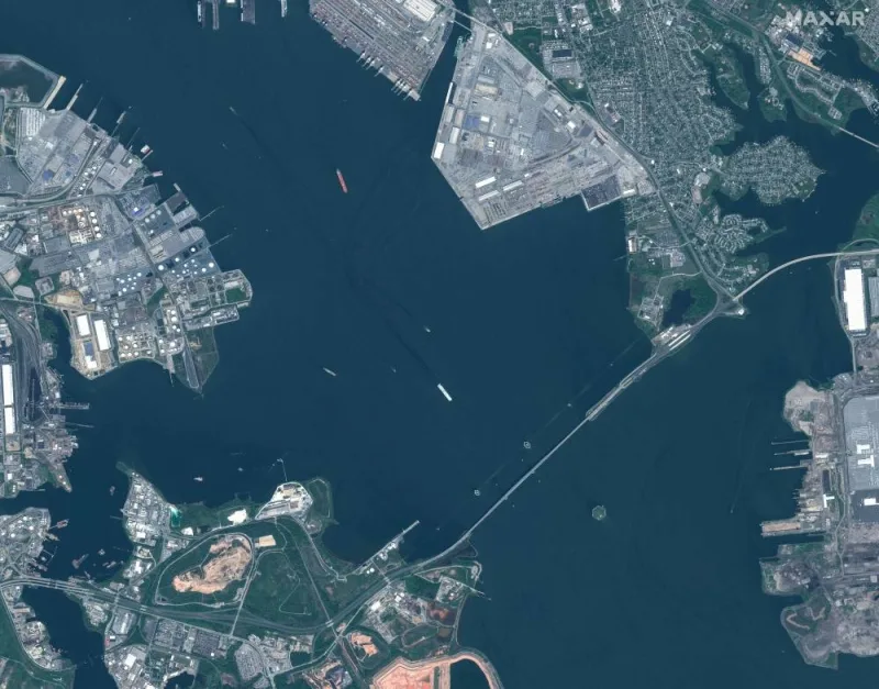 A satellite image shows the Francis Scott Key Bridge in Baltimore. AFP
