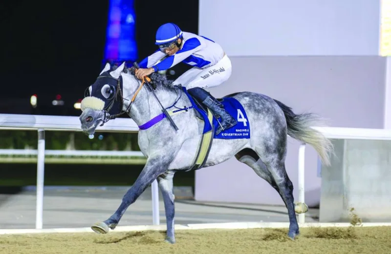 Anas al-Seyabi rides Tajamhor to Al Dibal Cup victory at the Al Rayyan Racecourse.
