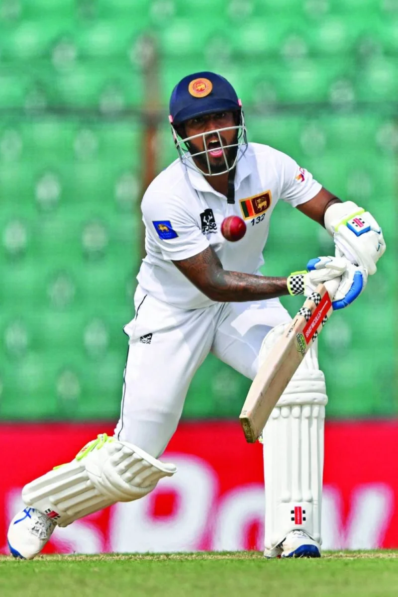 Sri Lanka’s Kusal Mendis plays a shot during the first day of the second Test against Bangladesh at the Zahur Ahmed Chowdhury Stadium in Chittagong on Saturday. (AFP)