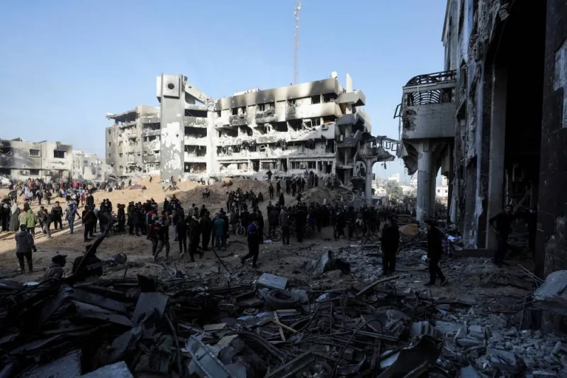 Palestinians inspect the damages at Al Shifa Hospital after Israeli forces withdrew from the Hospital and the area around it. REUTERS