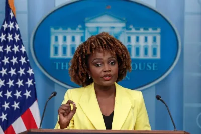 Press Secretary Karine Jean-Pierre speaks to reporters during a press briefing at the White House in Washington, US on Monday. REUTERS