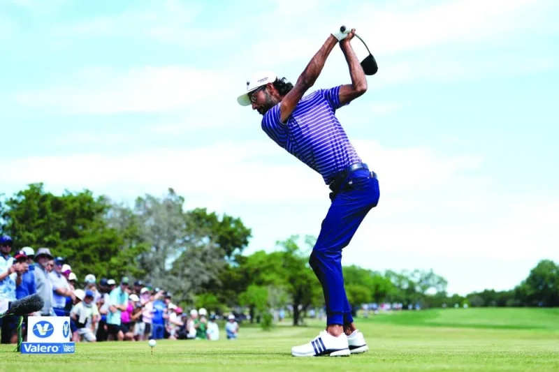 
Akshay Bhatia of the US plays his tee shot on the 4th hole during the second round of the Valero Texas Open at TPC San Antonio in San Antonio, Texas. (AFP) 