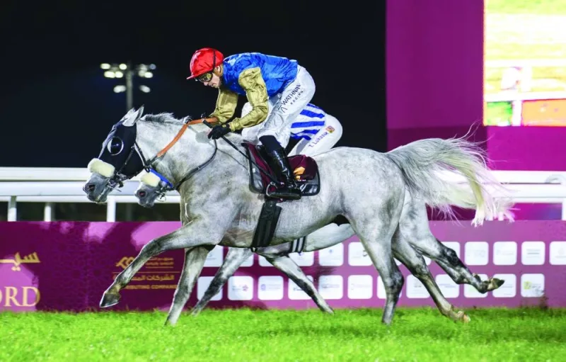 Jockey James Doyle guides Wathnan Racing’s Abbes to victory in the Qatar Gold Sword race on Friday.