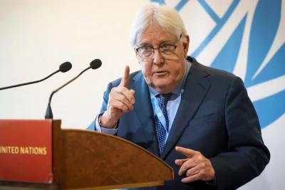 United Nations Under-Secretary-General for Humanitarian Affairs and Emergency Relief Coordinator Martin Griffiths speaks during a press conference on the situation in Gaza,  at UN Building in Geneva, on November 15, 2023.  File picture: AFP