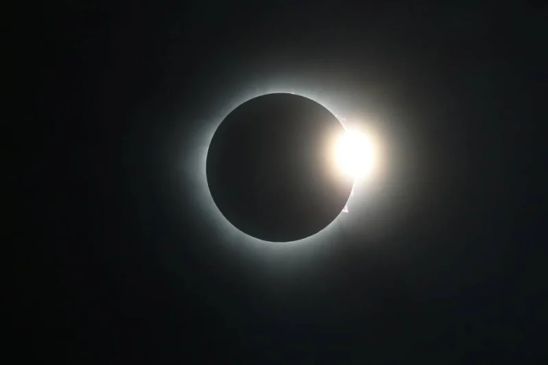 The diamond ring effect seen during the total solar eclipse is seen from Mazatlan, Mexico, Monday. REUTERS