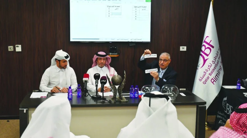 
Qatar Basketball Federation officials conduct draw ceremony for the Amir Cup basketball tournament on Sunday. 