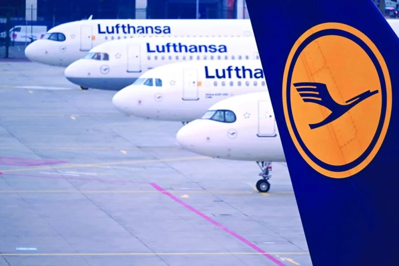 The logo of German airline Lufthansa can be seen on the vertical stabilizer of a plane standing with other Lufthansa aircrafts at the airport in Frankfurt am Main, western Germany, on March 7, 2024. (AFP/File picture)
