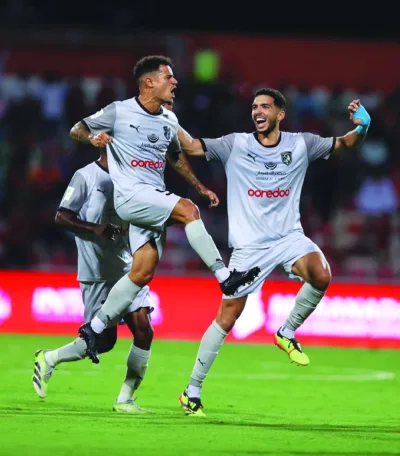 
Al Duhail’s Philippe Coutinho (centre) celebrates after scoring against Shabab Al Ahli. 