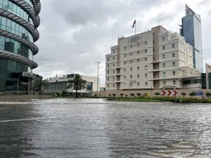 A general view of a flooded street during a rain storm in Dubai on Tuesday. REUTERS