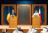 HE the  Prime Minister and Minister of Foreign Affairs  Sheikh Mohammed bin Abdulrahman bin Jassim Al Thani holds a joint press meet with the Prime Minister of Romania Marcel Ciolacu