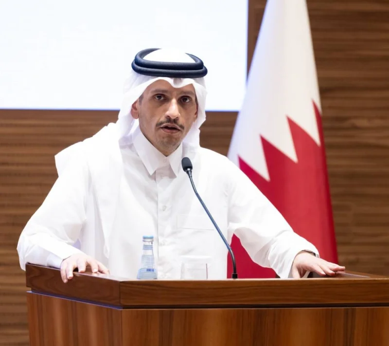 HE the Prime Minister and Minister of Foreign Affairs Sheikh Mohammed bin Abdulrahman bin Jassim Al-Thani holds a joint press conference with the Minister of Foreign Affairs of the Republic of Turkiye Hakan Fidan.