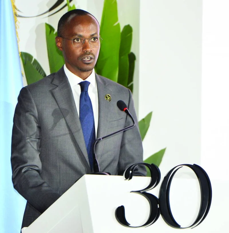 Rwandan ambassador Igor Marara addressing the gathering. PICTURE: Shaji Kayamkulam