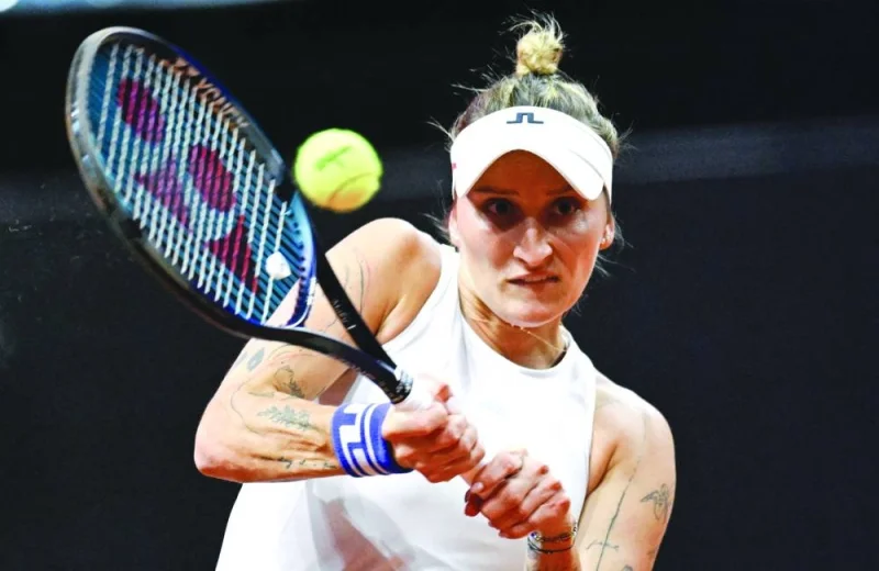 
Czech Republic’s Marketa Vondrousova plays a backhand during her quarter-final match against Aryna Sabalenka at the Stuttgart Open. (AFP) 