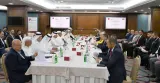 Officials of both chambers during a meeting held in Doha on Wednesday.