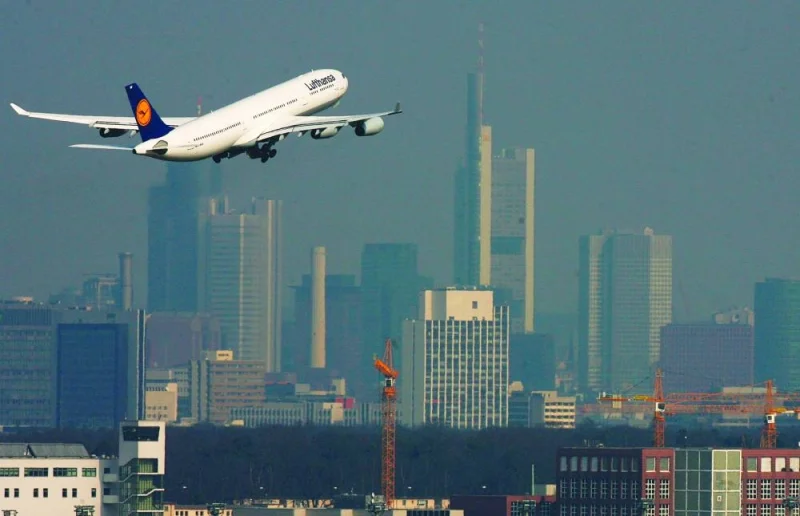 
A Lufthansa airplane takes off from Frankfurt airport (file). The German government slightly increased its 2024 growth forecast Wednesday, saying there were signs Europe’s beleaguered top economy was at a “turning point” after battling through a period of weakness. 