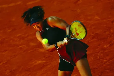 Japan’s Naomi Osaka in action during her match against Belgium’s Greet Minnen at the WTA Madrid Open on Wednesday. (Reuters)