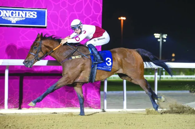 Jockey Szczepan Mazur guided Local Law to the Al Jumayliyah Cup victory on Wednesday. PICTURES: Juhaim