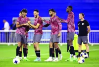 
Qatar players during a training session ahead of today’s AFC U-23 Asian Cup quarter-final against Japan. 