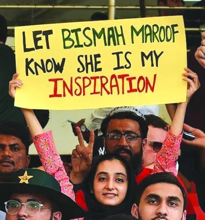 
A young fan holds a placard during a cricket match involving Pakistan women’s team in this 2022 file photo. 