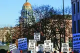 This picture taken in 2020 shows protesters in Denver marching to call for justice for Elijah McClain.