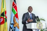 President of Kenya William Ruto speaks during an address to the nation on the flooding crisis at the State House in Nairobi, on Friday.