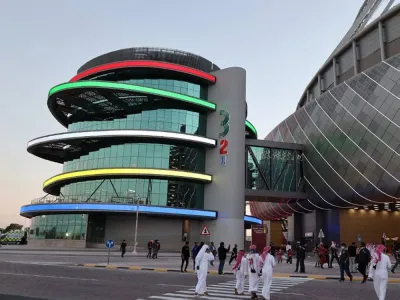 A general view shows the newly-inaugurated 3-2-1 Qatar Olympic and Sports Museum in the capital Doha, on March 18, 2022. - Qatar opened one of the world's biggest sports museums with artefacts from some of the most famous Olympic heroes but also gives prominence to local athletes hoping to boost efforts to attract a new generation into sports. (Photo by KARIM JAAFAR / AFP)