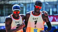 
Cherif Younousse (right) and Ahmed Tijan topped their pool in the Volleyball World Beach Pro Tour Elite16 in Brasília and advanced directly to the quarter-finals of the tournament. 