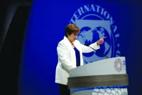 
IMF Managing Director Kristalina Georgieva addresses the fall meetings of the Fund and World Bank in Washington in this file photo. (Reuters) 